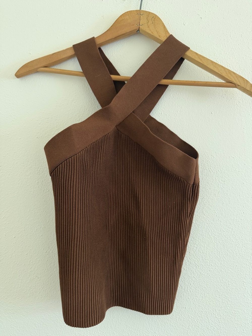 Ribbed aritzia babaton Cross-Strap Top in Brown